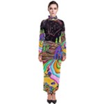Nature Moon Psychedelic Painting Turtleneck Maxi Dress