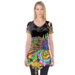 Nature Moon Psychedelic Painting Short Sleeve Tunic 