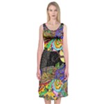 Nature Moon Psychedelic Painting Midi Sleeveless Dress