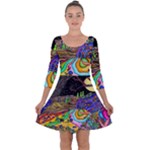 Nature Moon Psychedelic Painting Quarter Sleeve Skater Dress