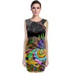 Nature Moon Psychedelic Painting Classic Sleeveless Midi Dress