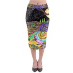 Nature Moon Psychedelic Painting Midi Pencil Skirt