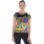 Nature Moon Psychedelic Painting Short Sleeve Sports Top 