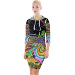 Nature Moon Psychedelic Painting Quarter Sleeve Hood Bodycon Dress