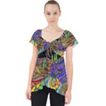 Nature Moon Psychedelic Painting Lace Front Dolly Top