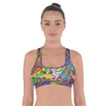Nature Moon Psychedelic Painting Cross Back Sports Bra