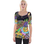 Nature Moon Psychedelic Painting Wide Neckline T-Shirt