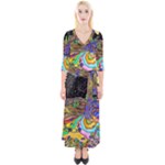 Nature Moon Psychedelic Painting Quarter Sleeve Wrap Maxi Dress