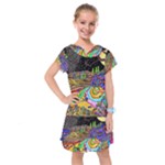 Nature Moon Psychedelic Painting Kids  Drop Waist Dress