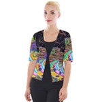 Nature Moon Psychedelic Painting Cropped Button Cardigan