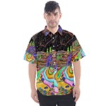 Nature Moon Psychedelic Painting Men s Short Sleeve Shirt