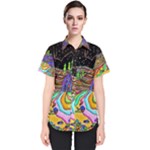 Nature Moon Psychedelic Painting Women s Short Sleeve Shirt