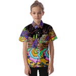 Nature Moon Psychedelic Painting Kids  Short Sleeve Shirt