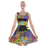 Nature Moon Psychedelic Painting Velvet Skater Dress