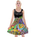 Nature Moon Psychedelic Painting Reversible Velvet Sleeveless Dress
