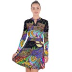 Nature Moon Psychedelic Painting Long Sleeve Panel Dress
