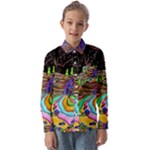 Nature Moon Psychedelic Painting Kids  Long Sleeve Shirt