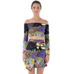 Nature Moon Psychedelic Painting Off Shoulder Top with Skirt Set