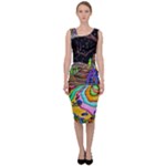 Nature Moon Psychedelic Painting Sleeveless Pencil Dress