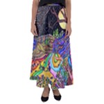 Nature Moon Psychedelic Painting Flared Maxi Skirt