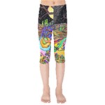 Nature Moon Psychedelic Painting Kids  Capri Leggings 