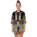 Nature Moon Psychedelic Painting Open Front Chiffon Kimono