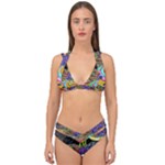 Nature Moon Psychedelic Painting Double Strap Halter Bikini Set