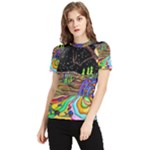 Nature Moon Psychedelic Painting Women s Short Sleeve Rash Guard