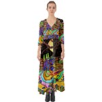 Nature Moon Psychedelic Painting Button Up Boho Maxi Dress