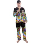 Nature Moon Psychedelic Painting Men s Long Sleeve Satin Pajamas Set