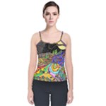 Nature Moon Psychedelic Painting Velvet Spaghetti Strap Top