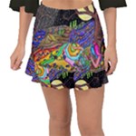 Nature Moon Psychedelic Painting Fishtail Mini Chiffon Skirt