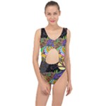 Nature Moon Psychedelic Painting Center Cut Out Swimsuit