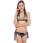 Nature Moon Psychedelic Painting Tie It Up Bikini Set