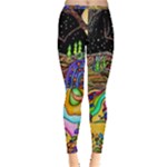 Nature Moon Psychedelic Painting Inside Out Leggings