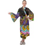 Nature Moon Psychedelic Painting Maxi Velvet Kimono