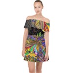 Nature Moon Psychedelic Painting Off Shoulder Chiffon Dress