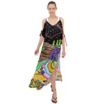 Nature Moon Psychedelic Painting Maxi Chiffon Cover Up Dress