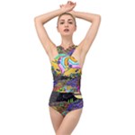 Nature Moon Psychedelic Painting Cross Front Low Back Swimsuit