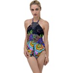 Nature Moon Psychedelic Painting Go with the Flow One Piece Swimsuit