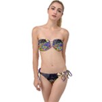 Nature Moon Psychedelic Painting Twist Bandeau Bikini Set