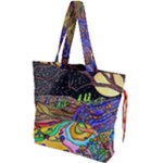 Nature Moon Psychedelic Painting Drawstring Tote Bag