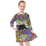 Nature Moon Psychedelic Painting Kids  Quarter Sleeve Shirt Dress