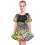 Nature Moon Psychedelic Painting Kids  Smock Dress