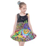 Nature Moon Psychedelic Painting Kids  Summer Dress