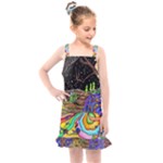 Nature Moon Psychedelic Painting Kids  Overall Dress