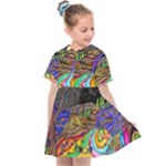 Nature Moon Psychedelic Painting Kids  Sailor Dress