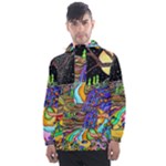 Nature Moon Psychedelic Painting Men s Front Pocket Pullover Windbreaker