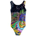 Nature Moon Psychedelic Painting Kids  Cut-Out Back One Piece Swimsuit