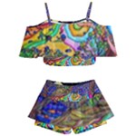 Nature Moon Psychedelic Painting Kids  Off Shoulder Skirt Bikini